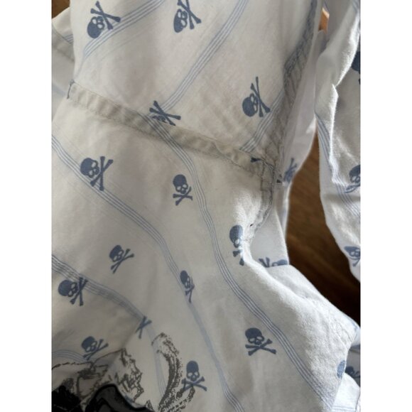 Fender White Button Down Shirt Mens Medium Rock Roll Skulls - Picture 3 of 16
